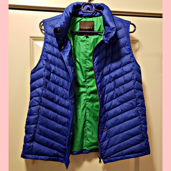 Talbots Jackets & Blazers - Talbots womens blue down vest with green lining.